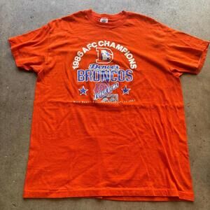 1980S Denver Broncos Super Bowl Xxi Orange Blue Nfl Tee Shirt Sz Large